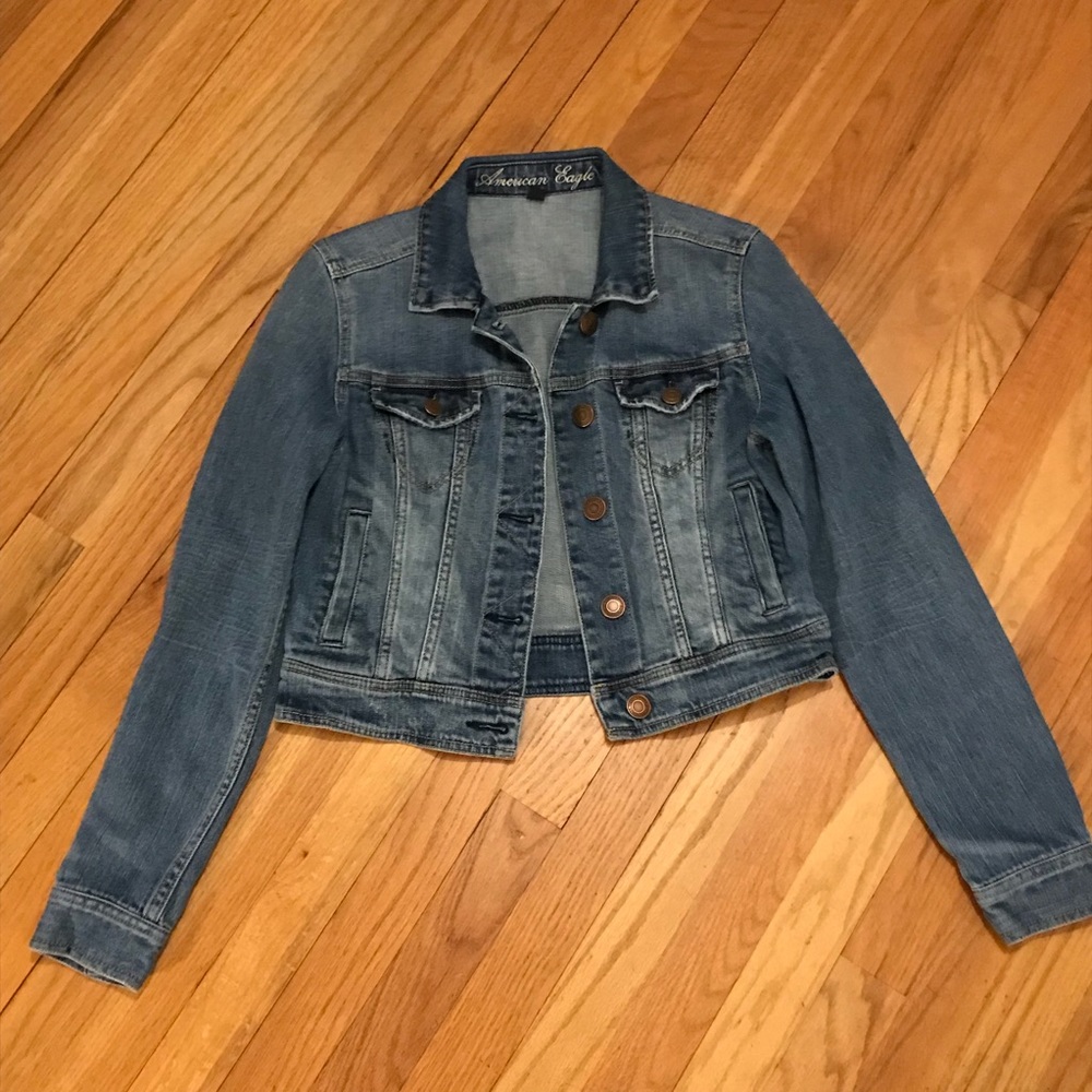 American Eagle Distressed Denim Jean Jacket